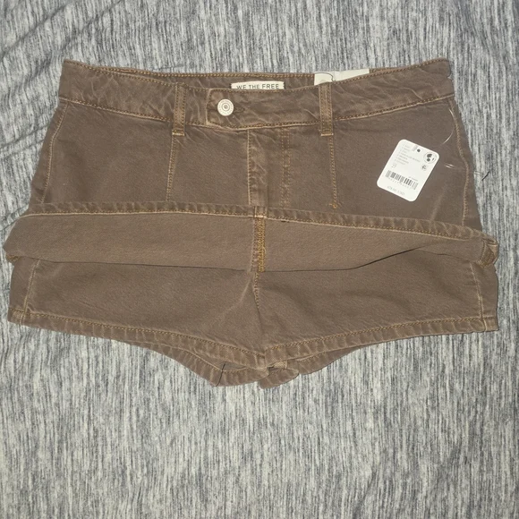 NWT We The Free Distressed Brown Denim Jean Skort - Picture 5 of 5